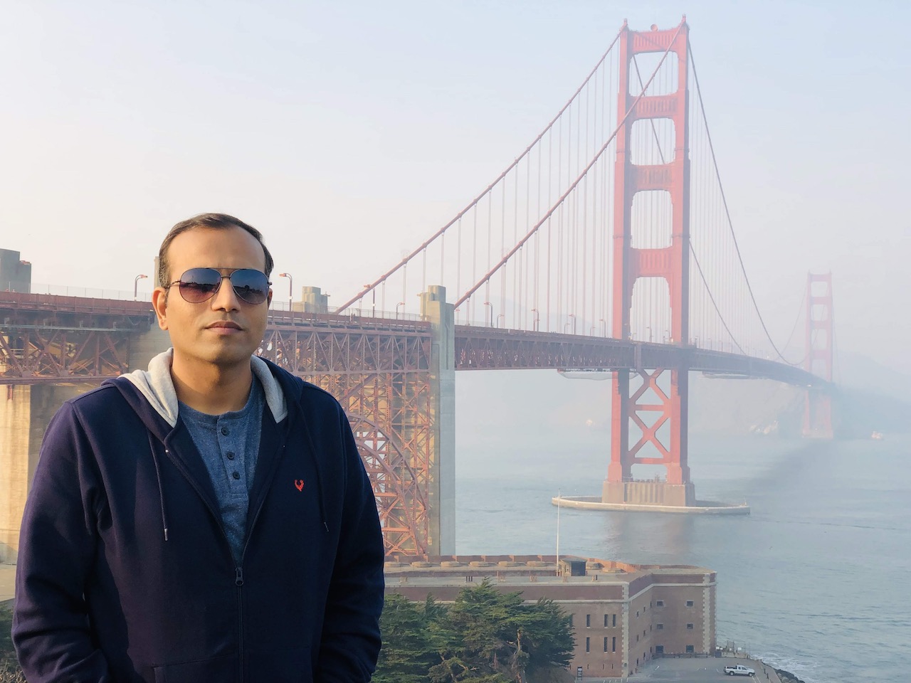 Nitin Hayaran in San Francisco near Golden Gate Bridge